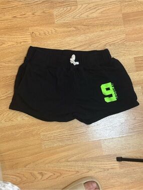 Men's Black Athletic Shorts with Neon Green Accent